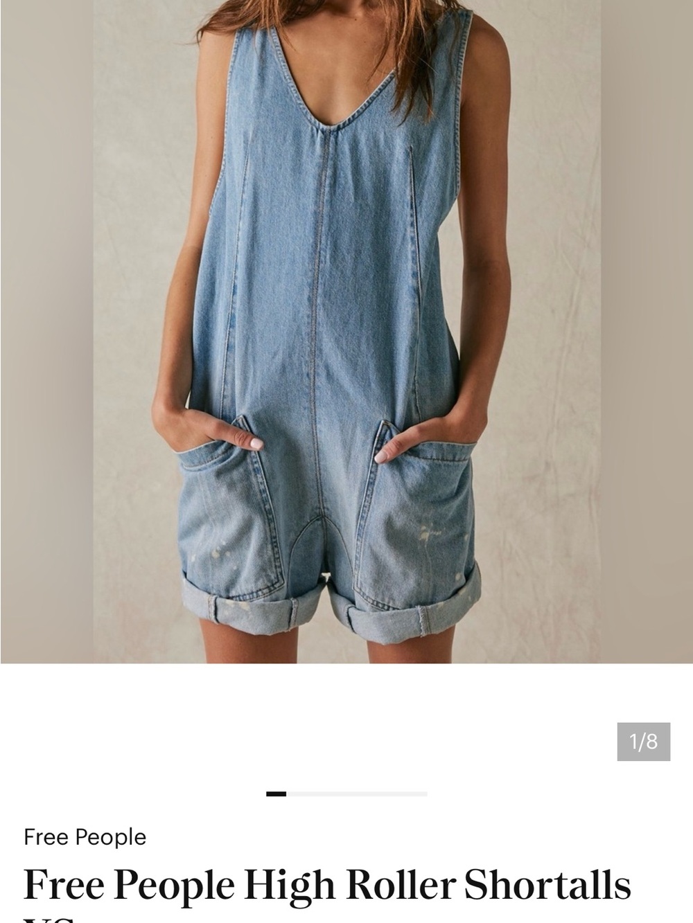 Free People Light Blue Denim Shortalls